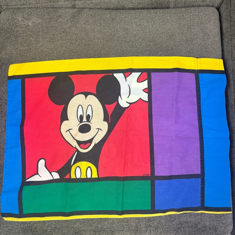 Disney Springs Vintage‎ Mickey Mouse & Goofy Standard Sized Cotton Pillowcase